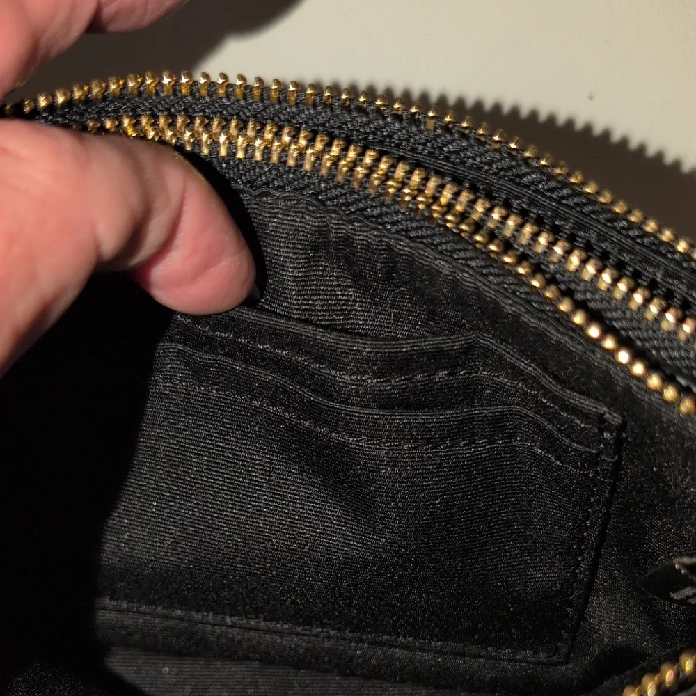 Coach Black Pebbled Leather Double Zip Wristlet
